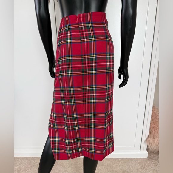 New York & Company Vibrant Red Plaid Midi Skirt - Picture 3 of 6